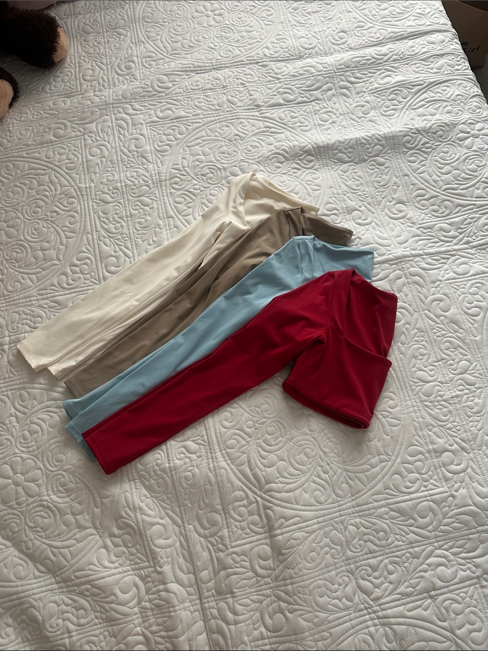 Kids Stretch-Fit Leggings Pack — Red, Light Blue, Tan, Cream